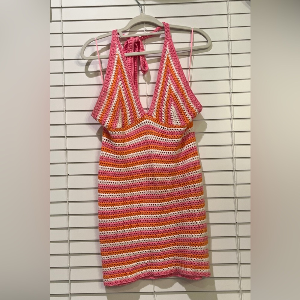 Beige Botany Crochet Dress